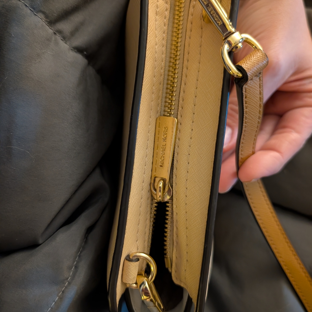 Michael Kors Tan and White Selma mini Crossbody Bag - Picture 7 of 7